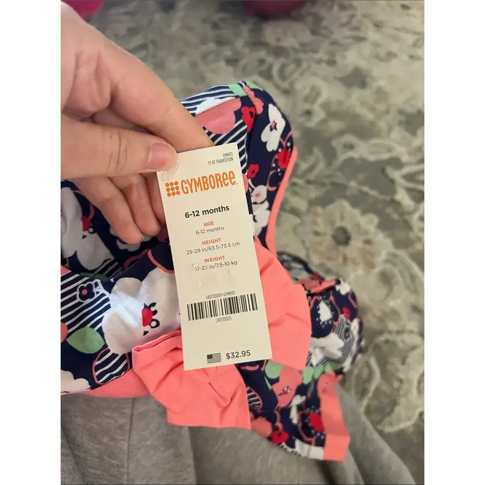 NWT Gymboree Floral Bow Dress with Coral Accents